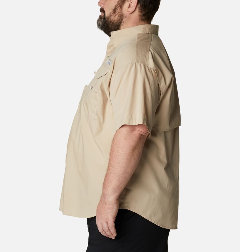 Men's Columbia PFG Bonehead Short Sleeve Shirts Khaki | Plus Size CA-S3LA5